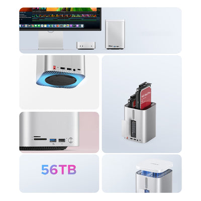 Orico MiniTower Docking Station with Hard Drive Bays for up to 56TB - Silver