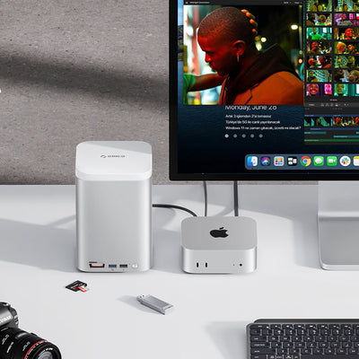 Orico MiniTower Docking Station with Hard Drive Bays for up to 56TB - Silver
