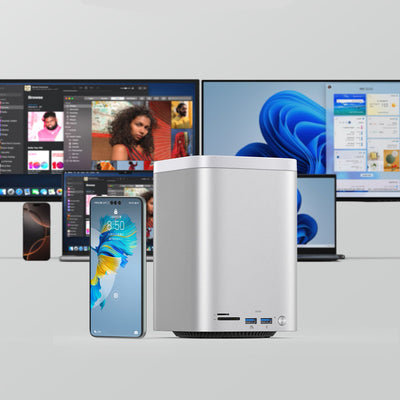 Orico MiniTower Docking Station with Hard Drive Bays for up to 56TB - Silver