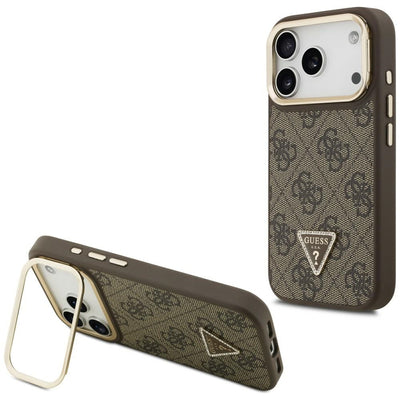 Guess 4G PU Triangle Logo &amp; Stand Camera Magsafe Case for iPhone 17 Pro - Brown