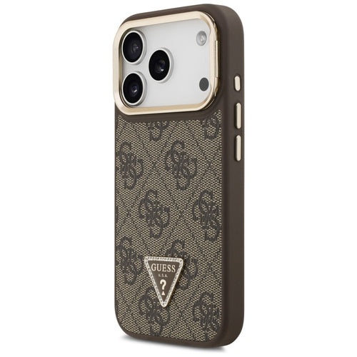 Guess 4G PU Triangle Logo &amp; Stand Camera Magsafe Case for iPhone 17 Pro - Brown