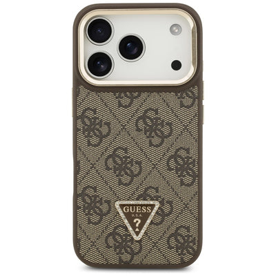 Guess 4G PU Triangle Logo &amp; Stand Camera Magsafe Case for iPhone 17 Pro - Brown