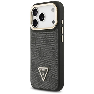 Guess 4G PU Triangle Logo &amp; Stand Camera Magsafe Case for iPhone 17 Pro - Black