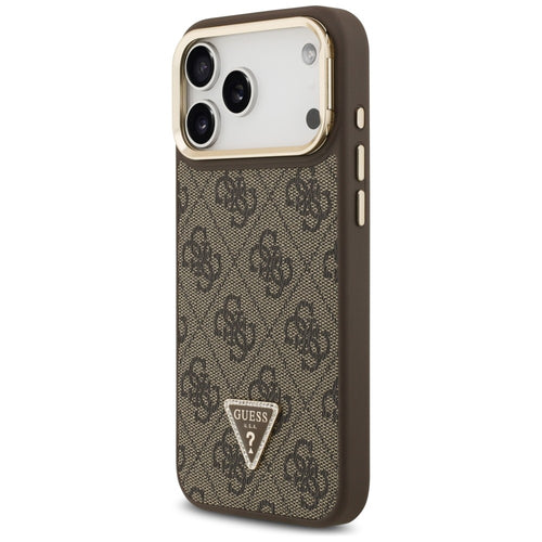 Guess 4G PU Triangle Logo &amp; Stand Camera Magsafe Case for iPhone 17 Pro Max - Brown