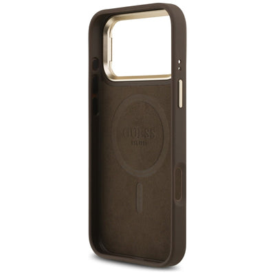 Guess 4G PU Triangle Logo &amp; Stand Camera Magsafe Case for iPhone 17 Pro Max - Brown