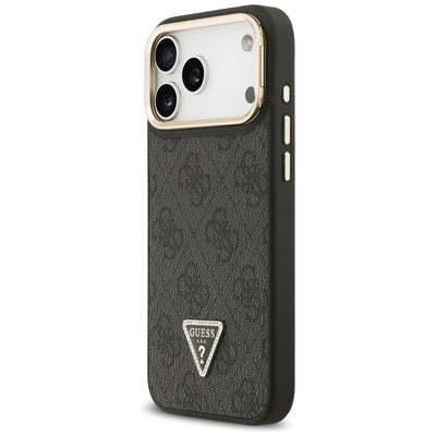 Guess 4G PU Triangle Logo &amp; Stand Camera Magsafe Case for iPhone 17 Pro Max - Black