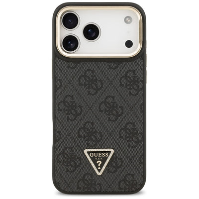 Guess 4G PU Triangle Logo &amp; Stand Camera Magsafe Case for iPhone 17 Pro Max - Black