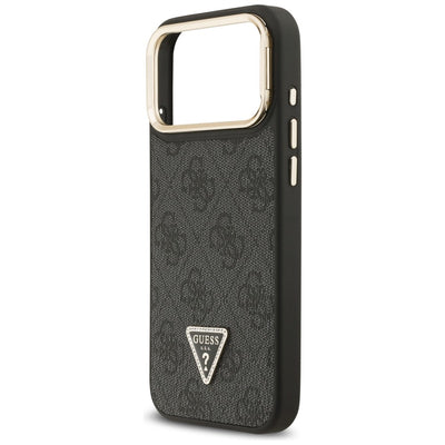 Guess 4G PU Triangle Logo &amp; Stand Camera Magsafe Case for iPhone 17 Pro Max - Black