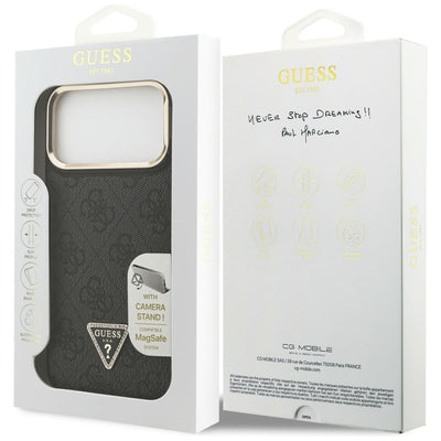 Guess 4G PU Triangle Logo &amp; Stand Camera Magsafe Case for iPhone 17 Pro Max - Black
