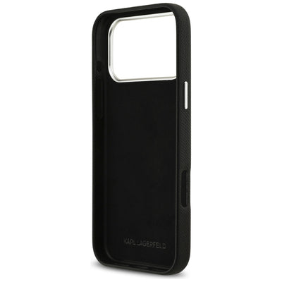 Karl Lagerfeld FW Grained Signature Logo Case for iPhone 17 Pro Max - Black