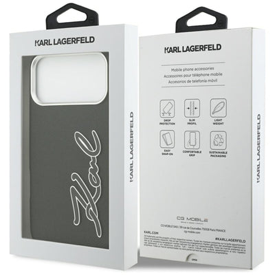 Karl Lagerfeld FW Grained Signature Logo Case for iPhone 17 Pro Max - Black