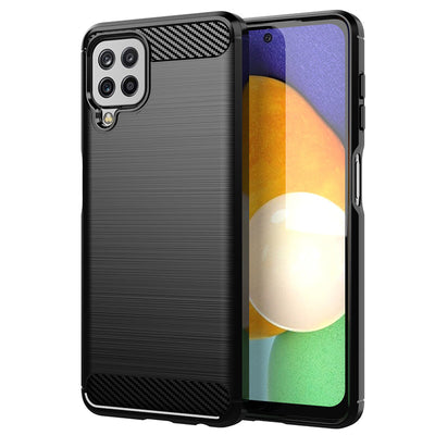 Carbon Case Flexible Cover TPU Case for Samsung Galaxy A22 4G black — Hurtel