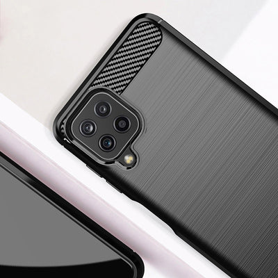 Carbon Case Flexible Cover TPU Case for Samsung Galaxy A22 4G black — Hurtel