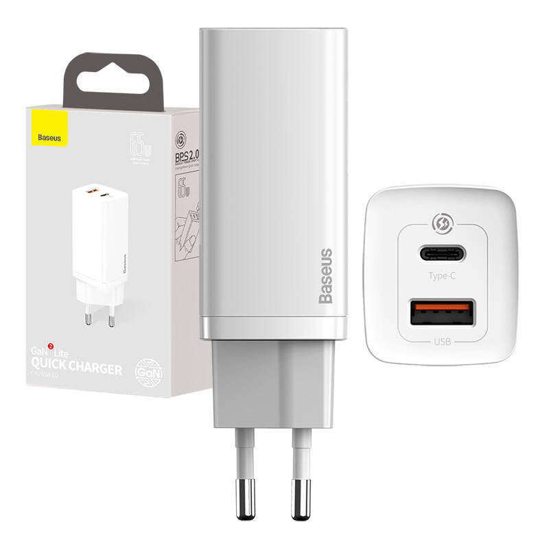 Quick Travel Charger Baseus GaN2 Lite USB+C 65W EU (white) - Product Image 12