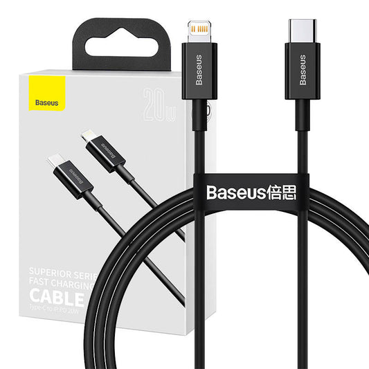 Baseus Superior Series Cable USB-C to iP, 20W, PD, 1m (black) - Product Image 1