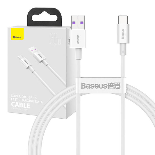 Baseus Superior Series Cable USB to USB-C, 66W, 1m (white) - Product Image 1