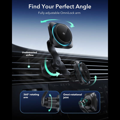 ESR OmniLock Qi2.2 Magnetic MagSafe Car Air Vent Mount - Black