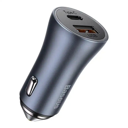 Ładowarka samochodowa Baseus Golden Contactor Pro, USB + USB-C, QC4.0+, PD, SCP, 40W (szara) + kabel USB do USB-C 1m (czarny) - Product Image 2