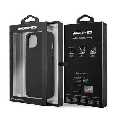 Etui Mercedes AMG Leather Hot Stamped na iPhone 13 / 14 / 15 - czarne