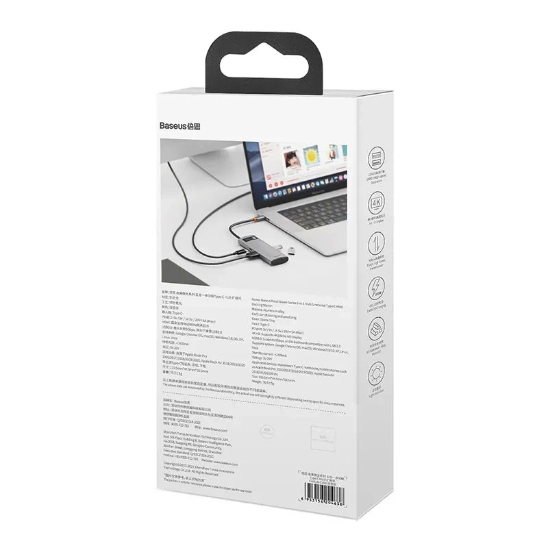 Hub 5in1 Baseus Metal Gleam Series, USB-C to 3x USB 3.0 + HDMI + USB-C PD - Product Image 9