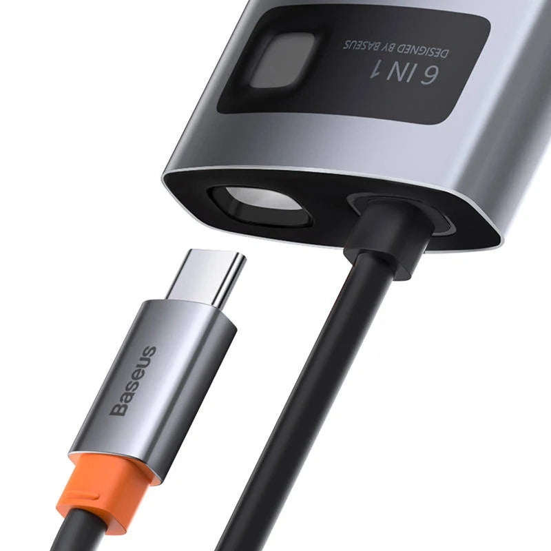 Hub 6in1 Baseus Metal Gleam Series, USB-C to 3x USB 3.0 + HDMI + USB-C PD + Ethernet RJ45 - Product Image 5