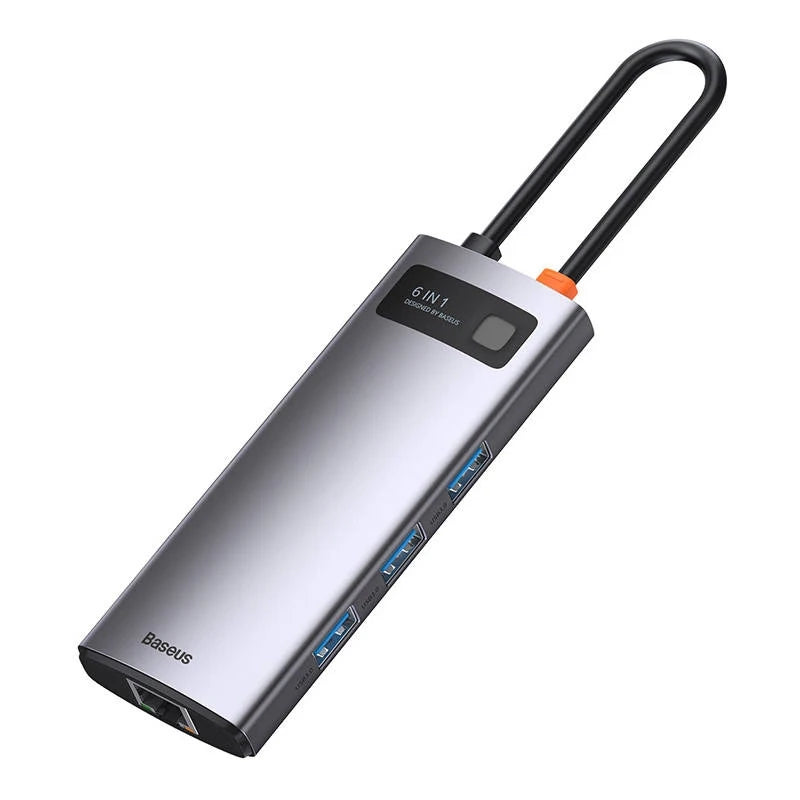 Hub 6in1 Baseus Metal Gleam Series, USB-C to 3x USB 3.0 + HDMI + USB-C PD + Ethernet RJ45 - Product Image 6