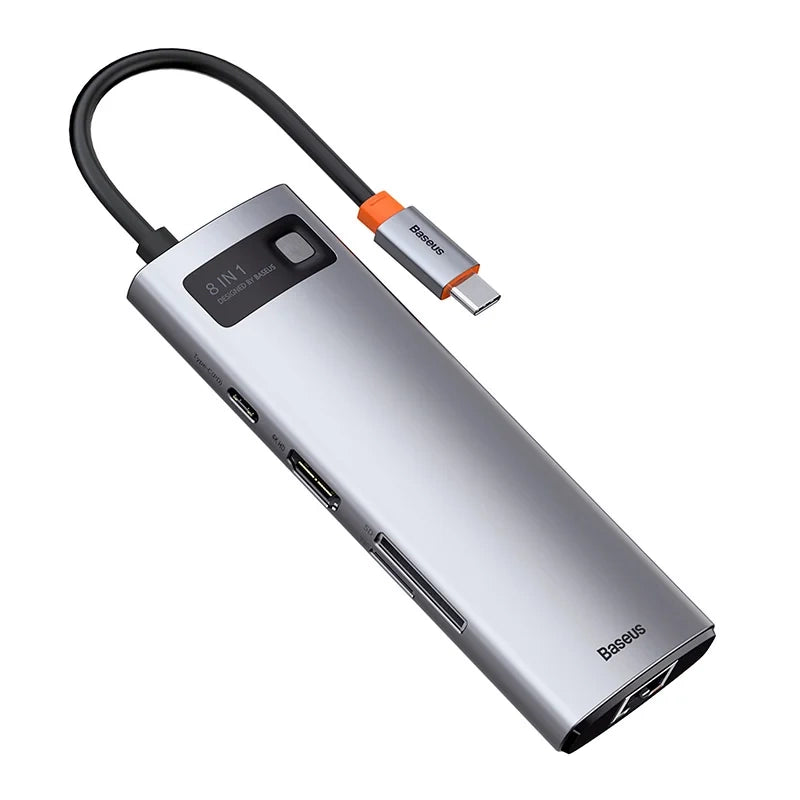 Hub 8in1 Baseus Metal Gleam Series, USB-C to 3x USB 3.0 + HDMI + USB-C PD + Ethernet RJ45 + microSD/SD - Product Image 5