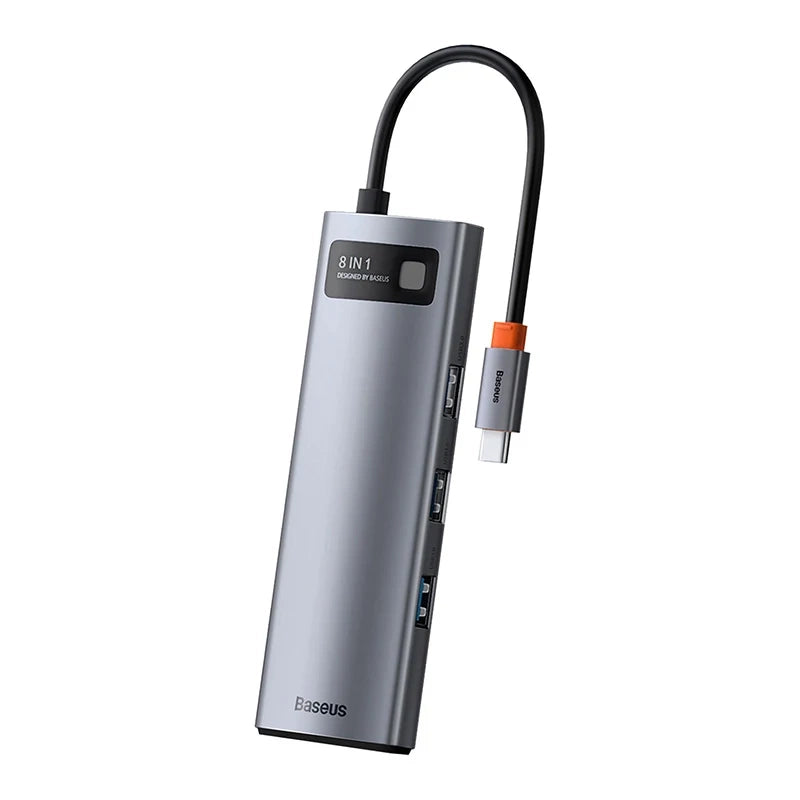Hub 8in1 Baseus Metal Gleam Series, USB-C to 3x USB 3.0 + HDMI + USB-C PD + Ethernet RJ45 + microSD/SD - Product Image 3