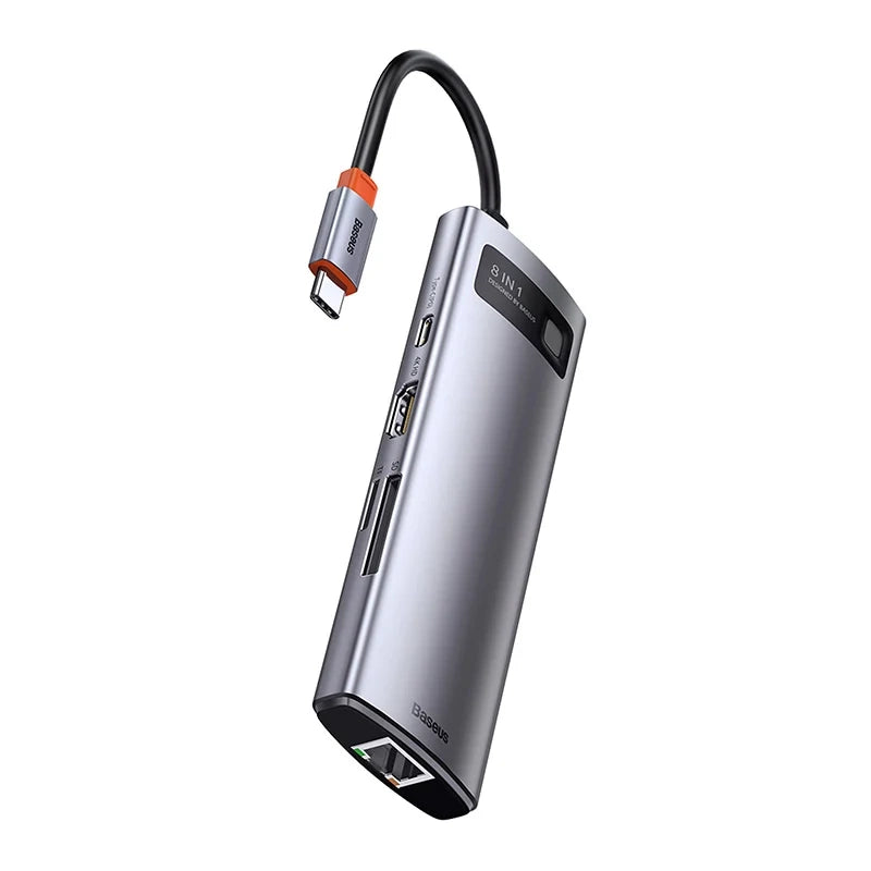 Hub 8in1 Baseus Metal Gleam Series, USB-C to 3x USB 3.0 + HDMI + USB-C PD + Ethernet RJ45 + microSD/SD - Product Image 7