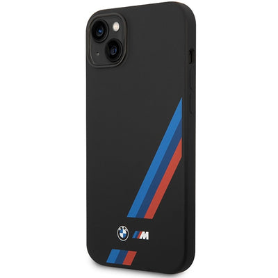Etui BMW Silicone Slanted Sttripes na iPhone 14 Plus / 15 Plus - czarne