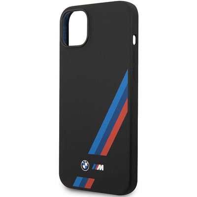 Etui BMW Silicone Slanted Sttripes na iPhone 14 Plus / 15 Plus - czarne