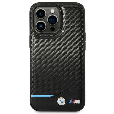 Etui BMW Leather Carbon na iPhone 14 Pro Max - czarne