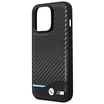 Etui BMW Leather Carbon na iPhone 14 Pro Max - czarne