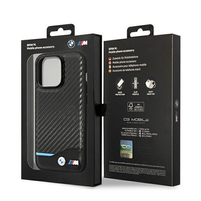 Etui BMW Leather Carbon na iPhone 14 Pro Max - czarne