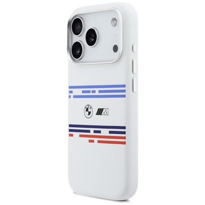 BMW M Silicon Horizontal Line MagSafe Case for iPhone 17 Pro - White