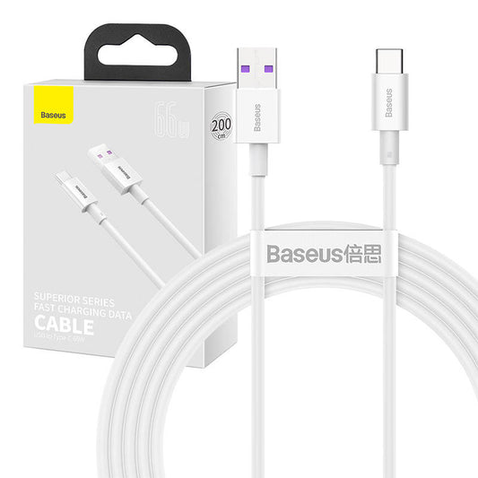 Baseus Superior Series Cable USB to USB-C, 66W, 2m (white) - Product Image 1