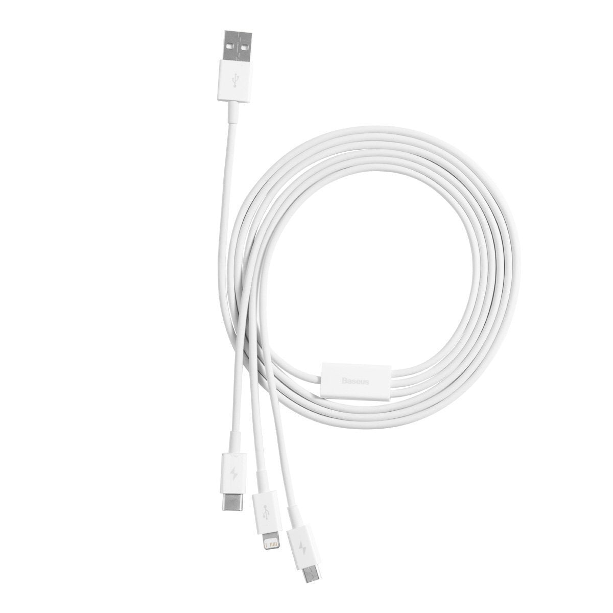 USB cable 3in1 Baseus Superior Series, USB to micro USB / USB-C / Lightning, 3.5A, 1.5m (white) - Product Image 6