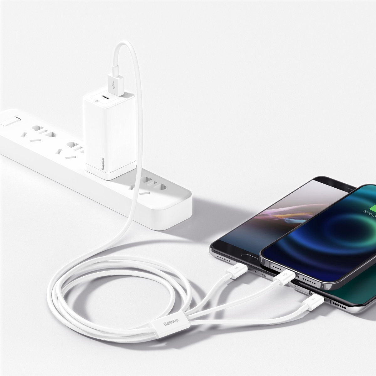 USB cable 3in1 Baseus Superior Series, USB to micro USB / USB-C / Lightning, 3.5A, 1.5m (white) - Product Image 9