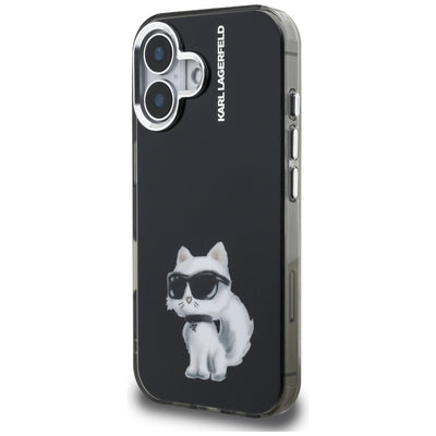 Karl Lagerfeld IML Aquarelle Choupette &amp; Logo iPhone 16 Case - Black