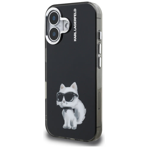Karl Lagerfeld IML Aquarelle Choupette &amp; Logo iPhone 16 Case - Black
