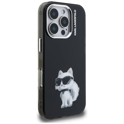 Karl Lagerfeld IML Aquarelle Choupette &amp; Logo iPhone 16 Pro Case - Black