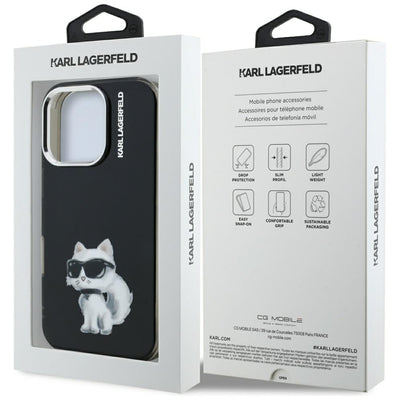 Karl Lagerfeld IML Aquarelle Choupette &amp; Logo iPhone 16 Pro Case - Black