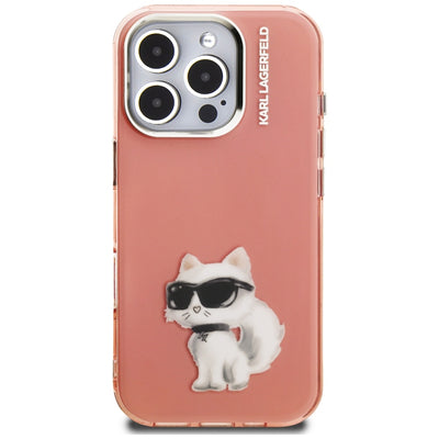 Karl Lagerfeld IML Aquarelle Choupette &amp; Logo Case for iPhone 16 Pro Max - Pink