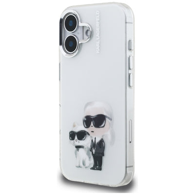 Karl Lagerfeld IML Aquarelle Karl &amp; Choupette &amp; Logo iPhone 16 Case - White