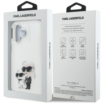 Karl Lagerfeld IML Aquarelle Karl &amp; Choupette &amp; Logo iPhone 16 Case - White