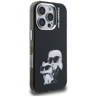 Karl Lagerfeld IML Aquarelle Karl &amp; Choupette &amp; Logo iPhone 16 Pro Case Black