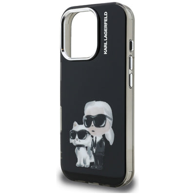 Karl Lagerfeld IML Aquarelle Karl &amp; Choupette &amp; Logo iPhone 16 Pro Case Black