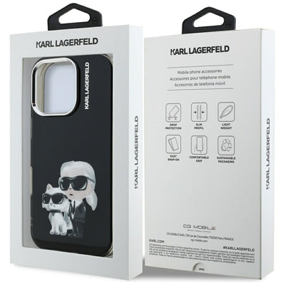 Karl Lagerfeld IML Aquarelle Karl &amp; Choupette &amp; Logo iPhone 16 Pro Case Black