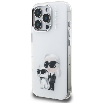 Karl Lagerfeld IML Aquarelle Karl &amp; Choupette &amp; Logo Case for iPhone 16 Pro Max - White