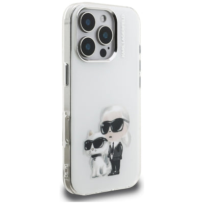 Karl Lagerfeld IML Aquarelle Karl &amp; Choupette &amp; Logo Case for iPhone 16 Pro Max - White